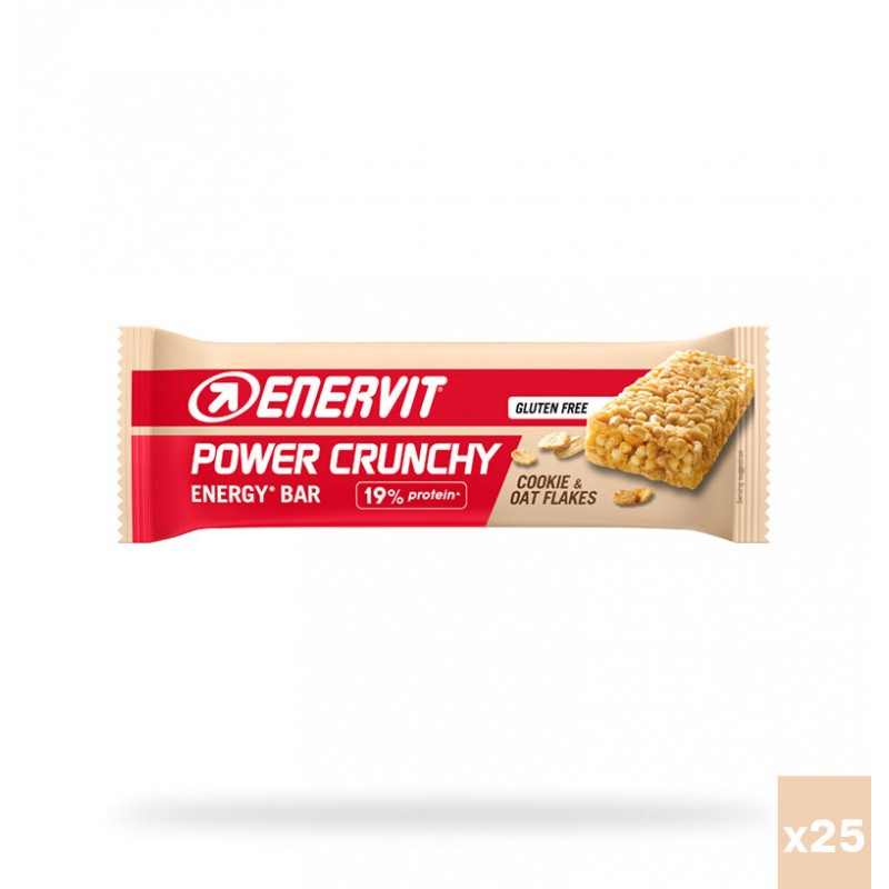 Enervit Sport Power Crunchy 25 Barrette 25x40 g Cookie - Barrette a base di  fiocchi di soia e avena